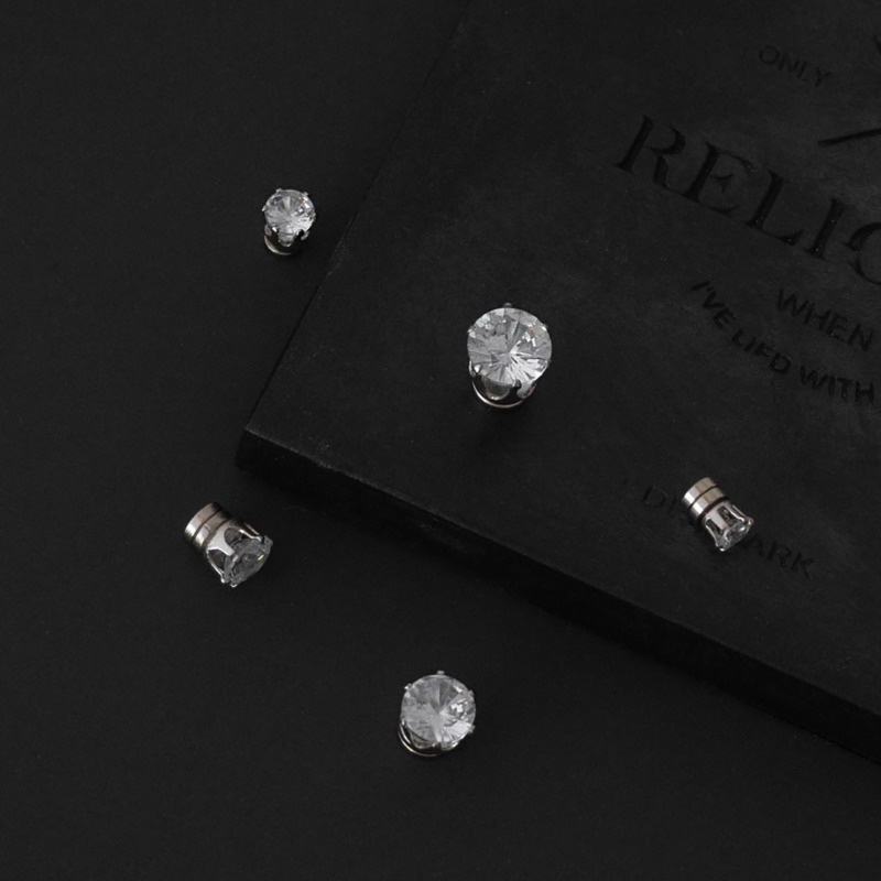 Khuyên Kẹp Tai Nam Châm Đính Đá zircon Đơn Giản Cho Nữ