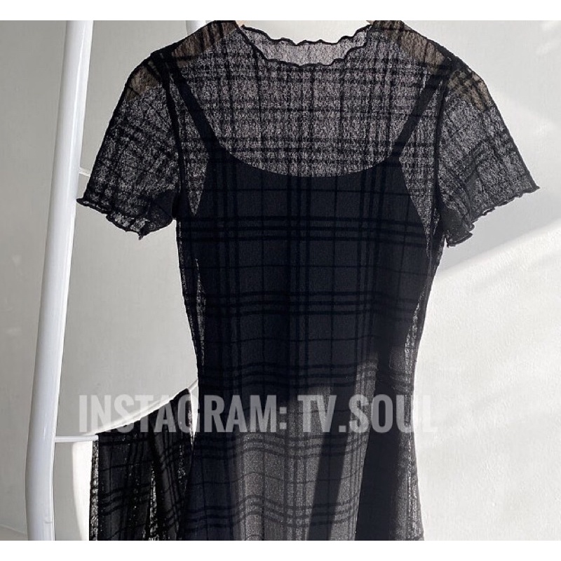 Set đầm caro lưới