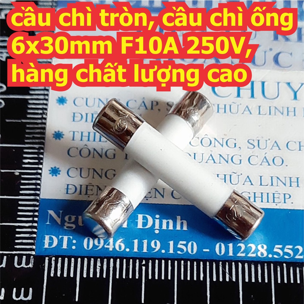 10 cái cầu chì tròn, cầu chì ống 6x30mm F10A 250V, hàng chất lượng cao kde7822