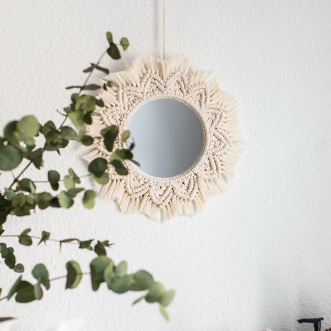 Gương decor lớn đan dây gương bohomian	Gương mặt trời	Gương đan dây	Gương treo dây gương lớn gương tráng bạc