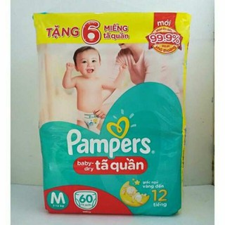 (tặng miếng) Bỉm Quần/dán Pamper M60+6, L54+6, Xl48+4, M72, L66, XL60