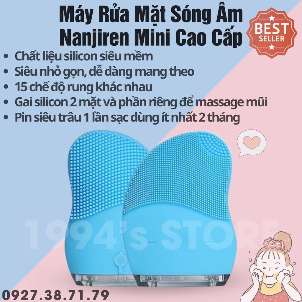 (CÓ SẴN) Máy Rửa Mặt Sóng Âm Nanjiren Hàng Cao Cấp Nội Địa Trung Quốc (15 chế độ rung massage bằng sóng âm)