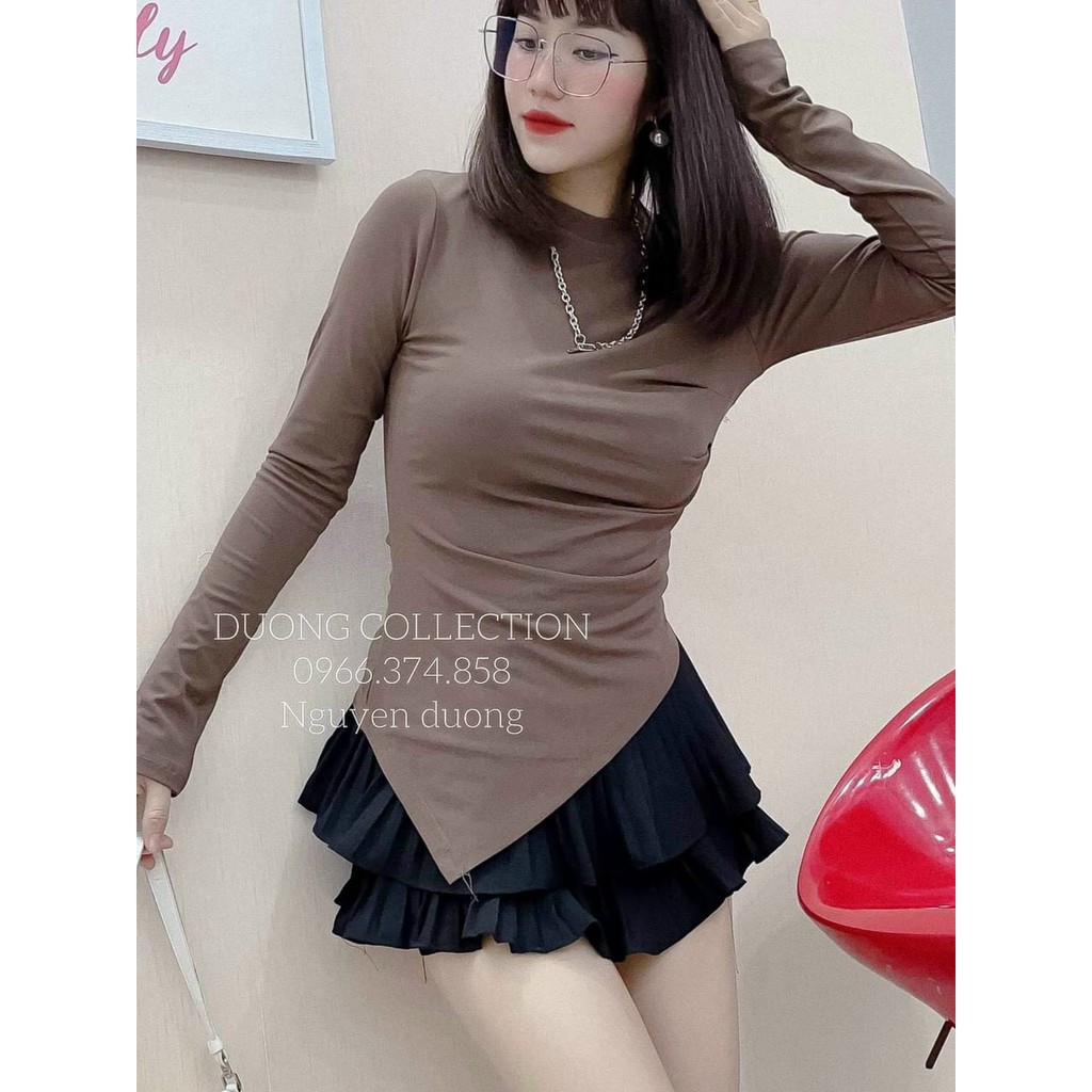 [Mã 11FASHIONSALE1 giảm 10K đơn 50K] Áo thun tăm/gân cổ tròn sẻ vạt NHÚN EO cực xinh, áo hot 2021 | BigBuy360 - bigbuy360.vn