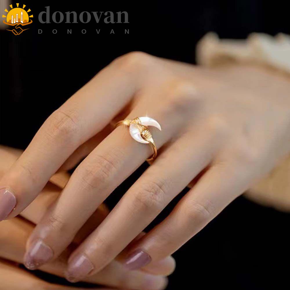 Nhẫn Thời Trang Hình Trăng Lưỡi Liềm DONOVAN Đơn Giản|Nhẫn Cưới Cong Hình Mặt Trăng Siêu Đẹp
