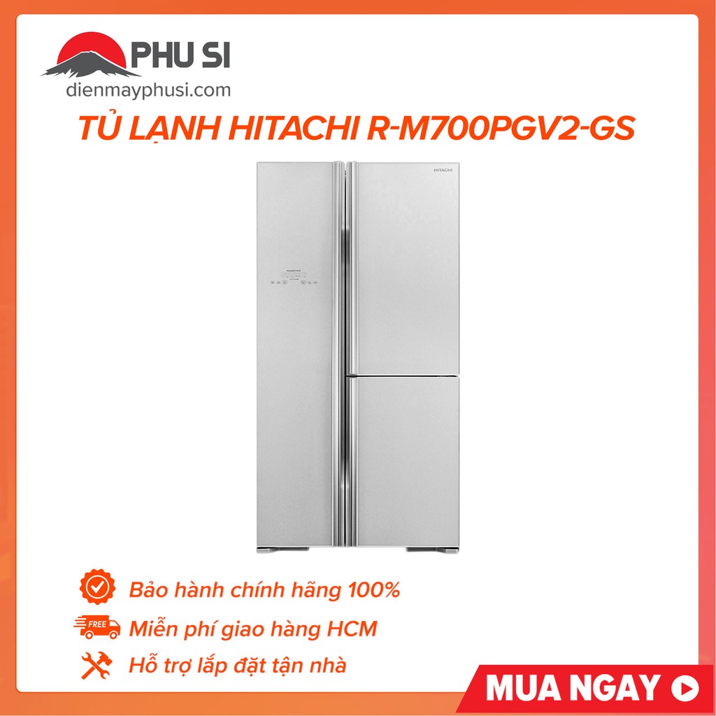 [GIAO HCM] Tủ lạnh side by side Hitachi R-M700PGV2 (GS), 600 lít, Inverter