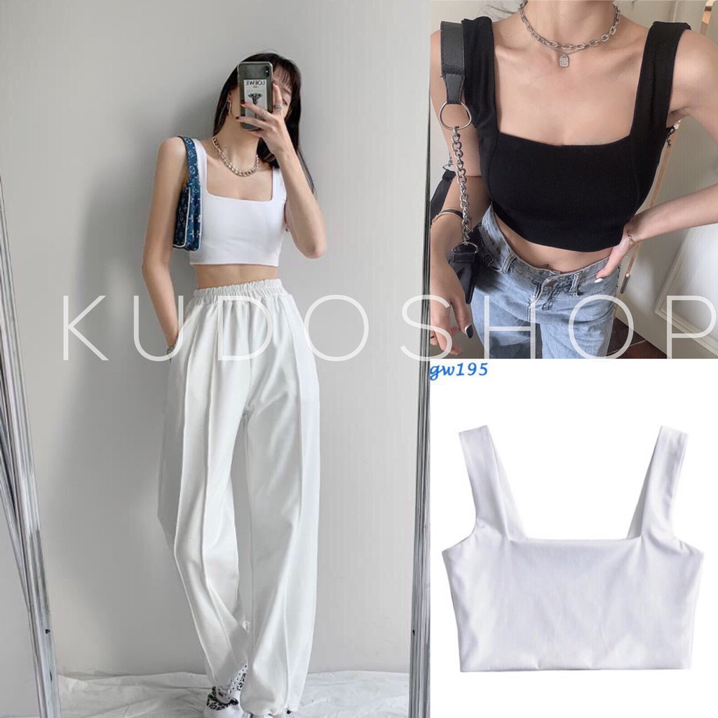 Áo 2 dây bản to croptop cổ vuông dáng ôm body sexy/ Áo kiểu nữ dáng ngắn phong cách hàn quốc_kudoshop | BigBuy360 - bigbuy360.vn