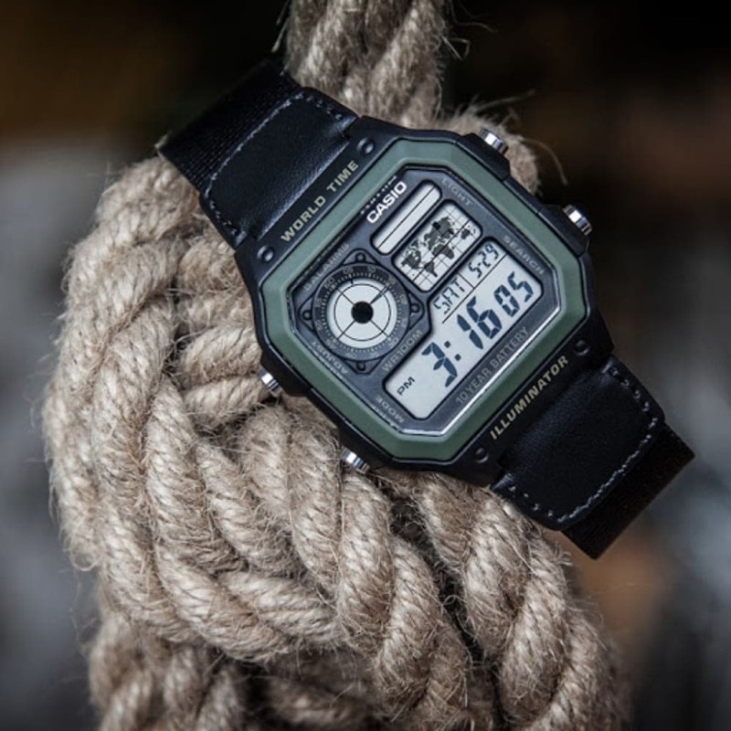 Đồng hồ nam dây vải Casio Anh Khuê AE-1200WHB-1BVDF