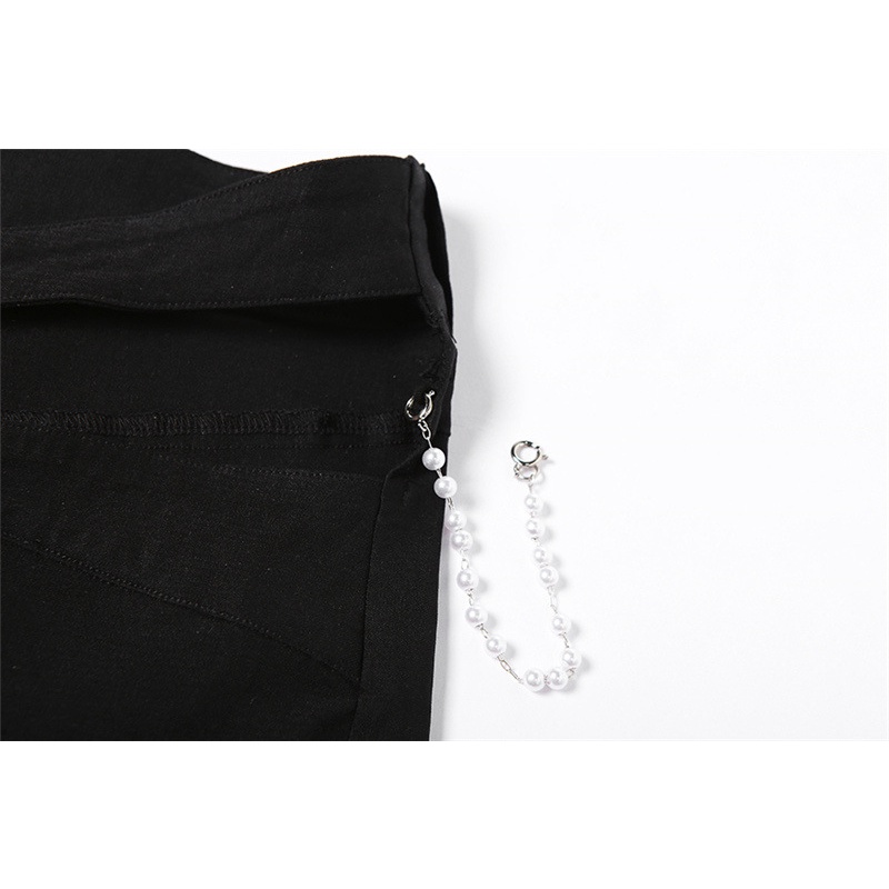 Quần Dài Midi Ống Rộng Phối Lỗ Thời Trang Đường Phố Cá Tính Cho Nữ