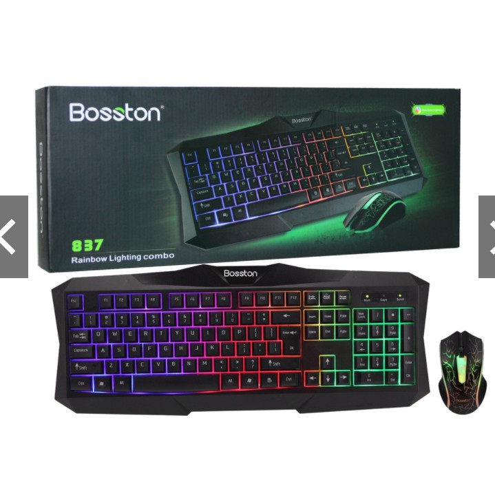 Combo Phím Chuột chuyên game Bosston G837 Led 7 Màu