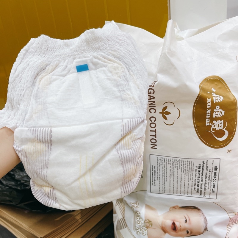 Bỉm hữu cơ Xuxuai Quần/dán - size NewBorn,S,M,L,XL,XXL - số miếng NB36, S68, M50c,L48,XL44,XXL42c / bịch