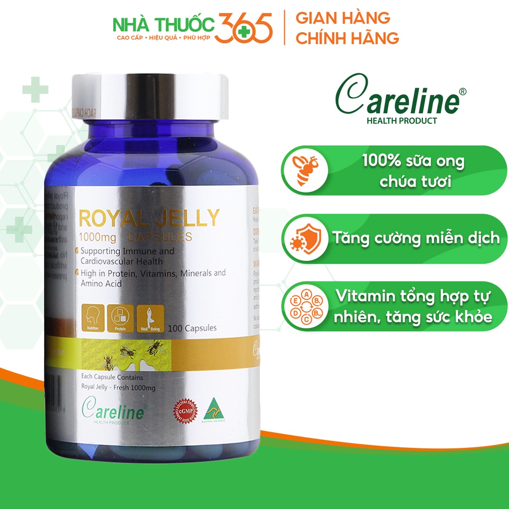 Viên Uống Sữa Ong Chúa Careline Royal Jelly Bồi Bổ Sức Khoẻ, Giữ Gìn Tuổi Thanh Xuân - 100 Viên
