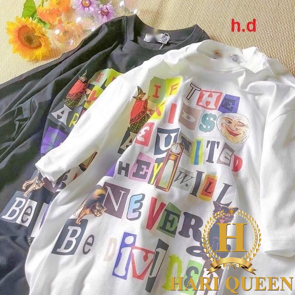 Áo thun tay lỡ bảng chữ số HARIQUEEN áo phông nam nữ unisex form rộng 65kg