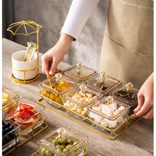 Khay đựng mứt tết, bánh kẹo 4-6 ngăn thủy tinh cao cấp
