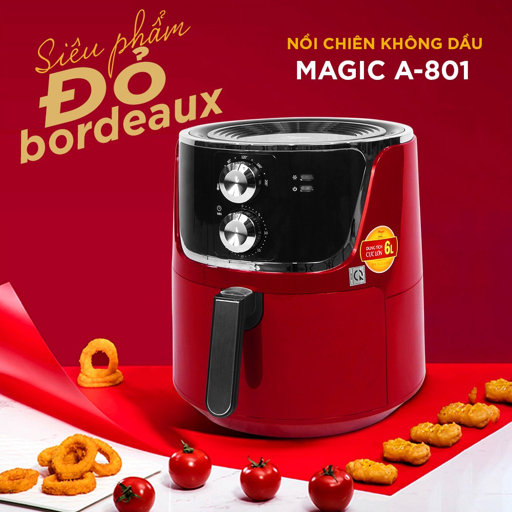 Nồi Chiên Không Dầu Magic Korea A801 - Đỏ + Tặng bộ dao bếp 5 món trị giá 100.000đ