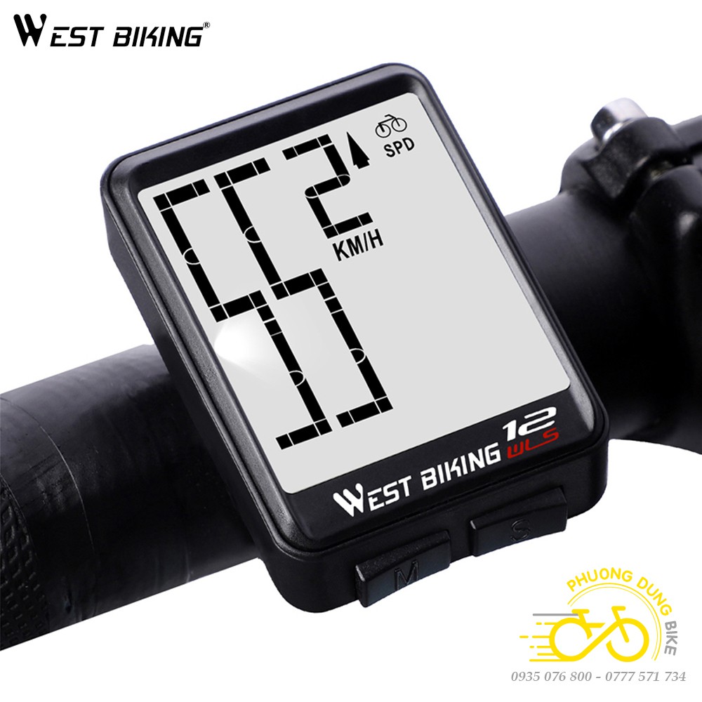 Đồng hồ đo tốc độ xe đạp không dây WEST BIKING 12WLS có đèn nền