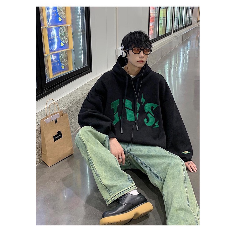 Áo Hoodie họa tiết in IVS chất nỉ bông cao cấp dày dặn 2 màu đen, xám chuẩn from unisex nam nữ hình thật tại Top store
