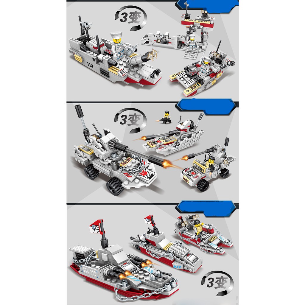 Bộ đồ chơi xếp hình Lego tàu tuần tra với 1005 chi tiết nhiều tạo hình nhân vật khác nhau nhựa ABS an toàn