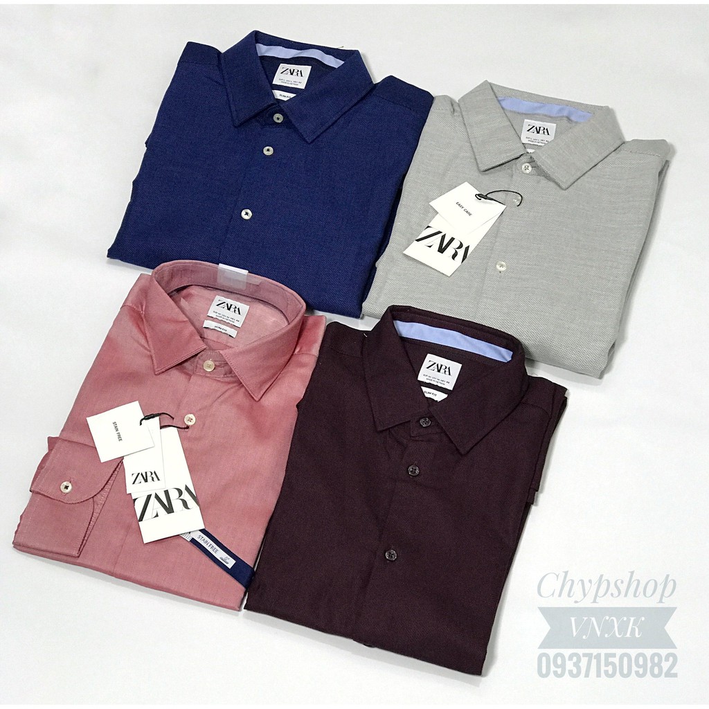 Áo sơ mi nam tay dài ZARA công sở chất vải cotton thoáng mát, form slim fit.