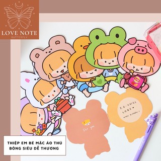 Thiệp em bé mặc áo thú bông siêu dễ thương (ko gồm phong bì) - thiệp chúc mừng sinh nhật, lễ tết, kỷ niệm