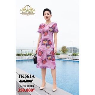 Đầm trung niên Ladyshop váy suông lưới họa tiết hoa cao cấp TK561