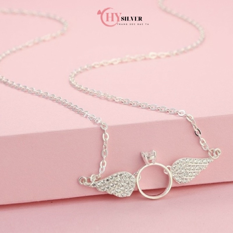 Dây chuyền bạc ta cánh thiên thần nạm đá dây chuyền nữ thiên thần chiếc nhẫn