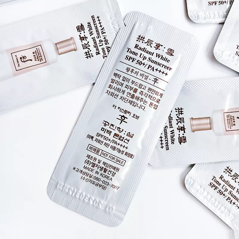 Combo 10 Gói Kem Chống Nắng Dưỡng Trắng Nâng Tone Da Trắng Hồng Whoo Radiant White Tone Up Sunscreen 1mlx10