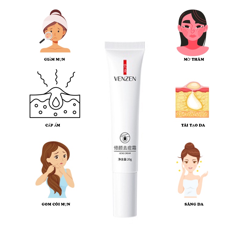 VEZE Kem giảm thâm mụn,liền sẹo, nam, nữ,ngăn ngừa mụn,giảm dầu,mau lành vết thương 20g