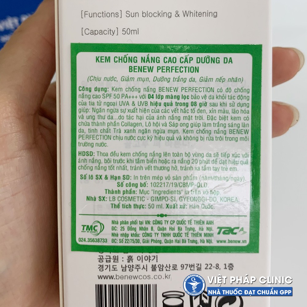 Kem Chống Nắng Kiềm Dầu Lên Tone Không Nhờn Dính BENEW 50ml SPF 50 PA +++