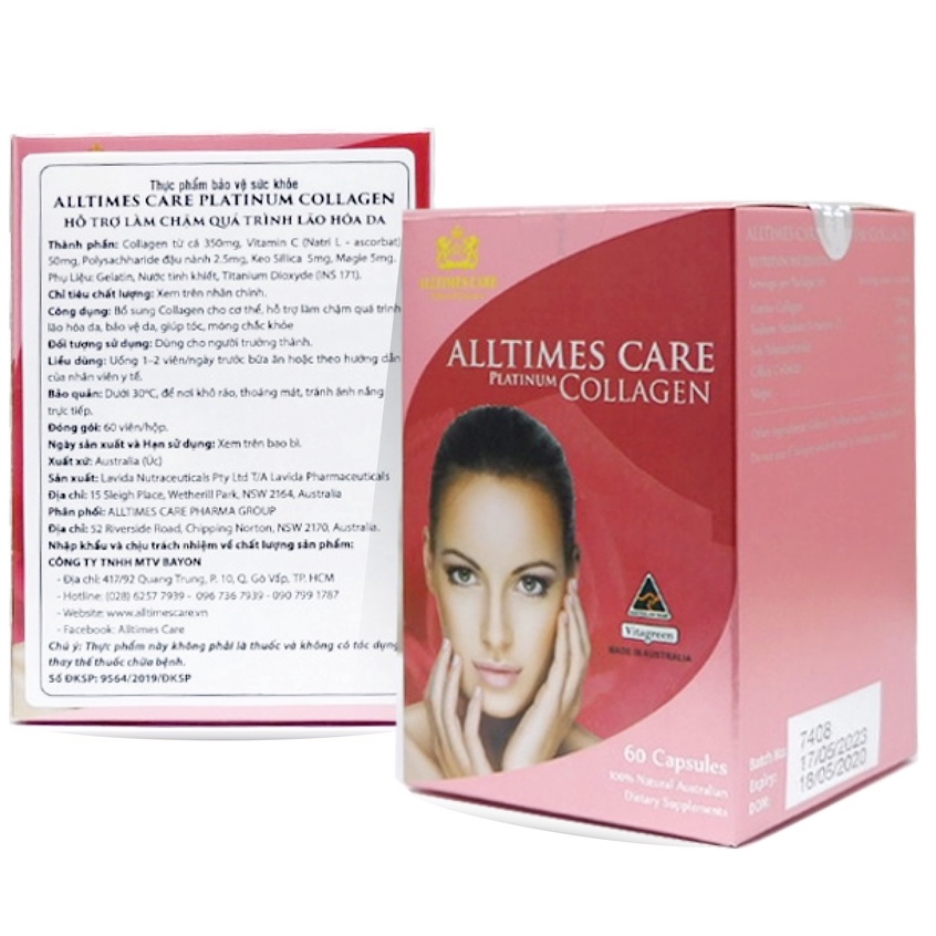 [CHÍNH HÃNG - ÚC] Viên uống Collagen chống lão hóa, giúp đẹp da Alltimes Care Platinum Collagen (60 viên/hộp)