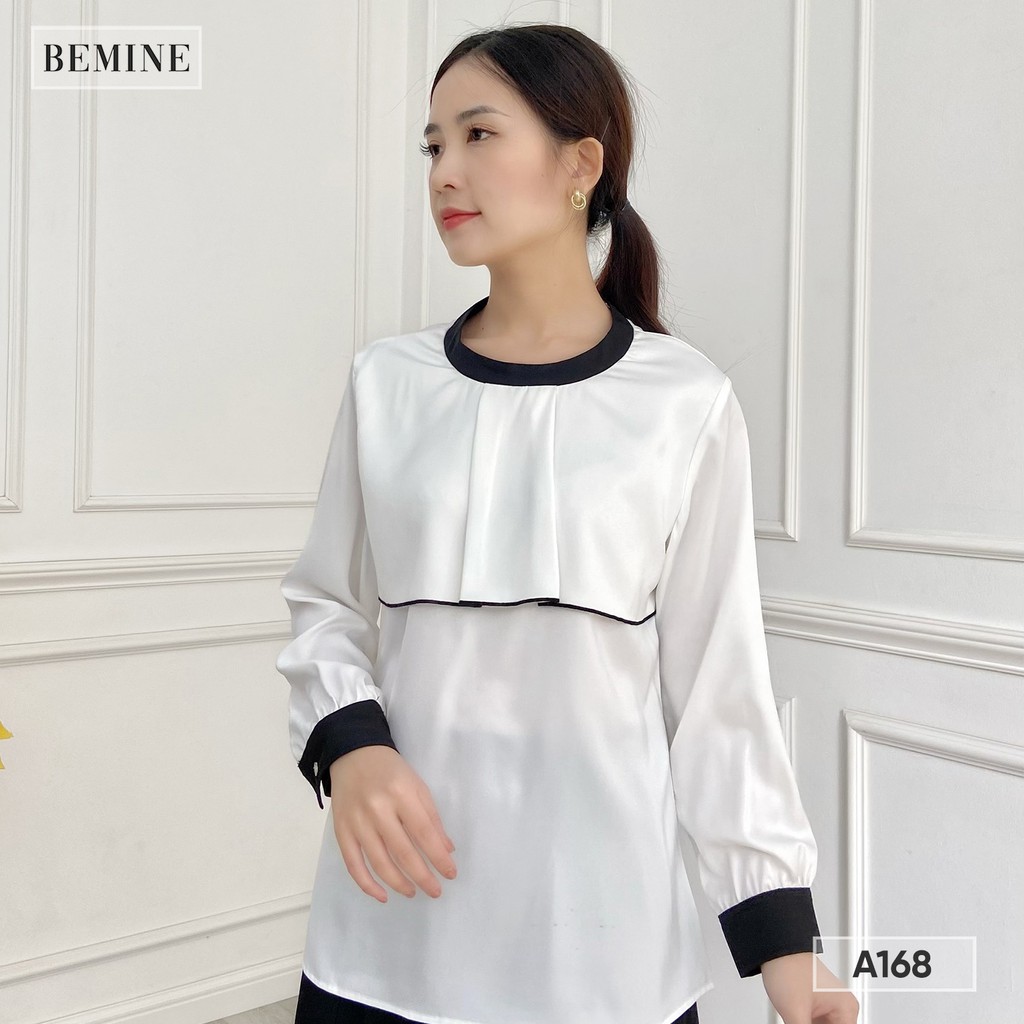 Aó kiểu cổ tròn tay dài phối viền BEMINE A168TRANG