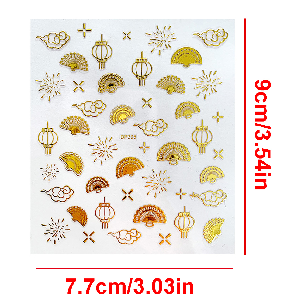 OCEANMAP DIY Nail Art Decoration Red Festive Manicure 3D Nail Stickers|Waterproof Self Adhesive Decal Chinese Style Dragon Phoenix Decals