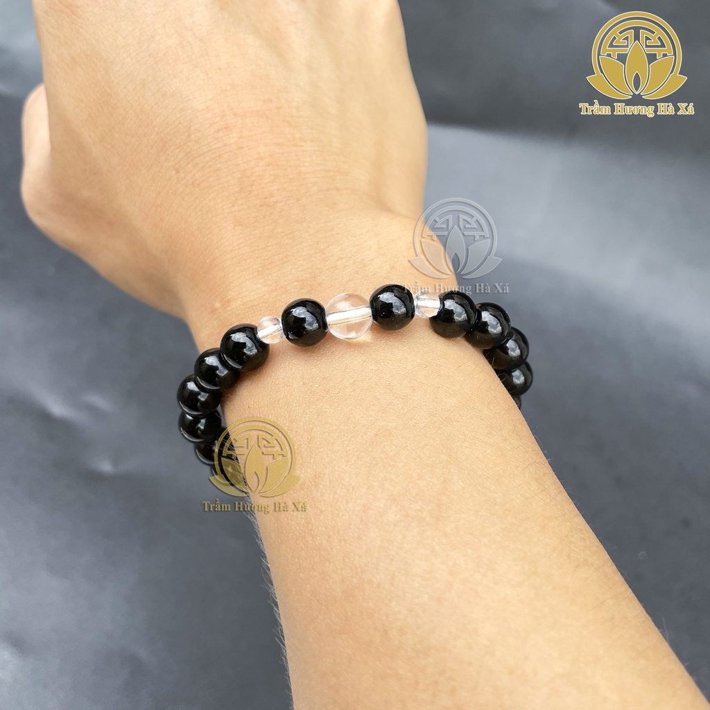 Vòng tay đá cao cấp nam nữ HÀ XÁ bóng đẹp không phai màu 8li