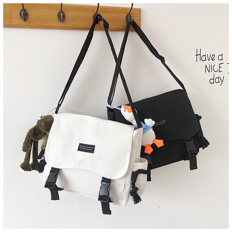 [Mã FASHIONT4WA2 giảm 10K đơn từ 50K] Túi vải, Cặp đeo chéo đi học Canvas thời trang giá rẻ BAG U (không kèm gấu) DTC13