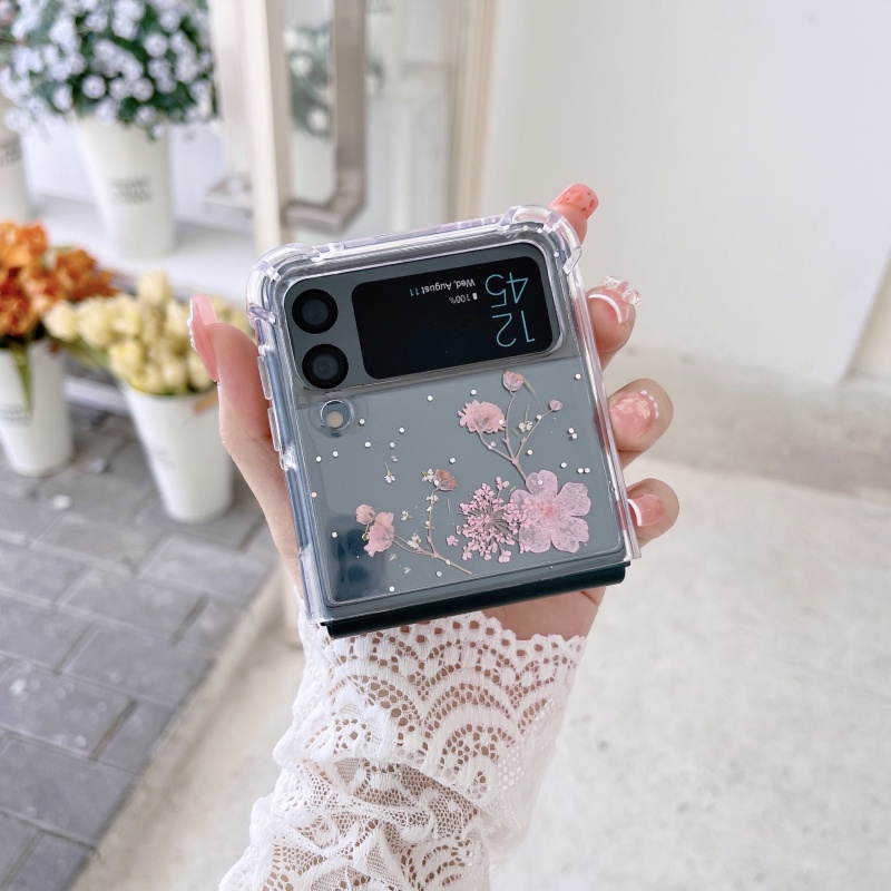 Ốp Điện Thoại Cứng Họa Tiết Hoa Khô Cho Samsung Galaxy Z Flip 4 Z Flip4