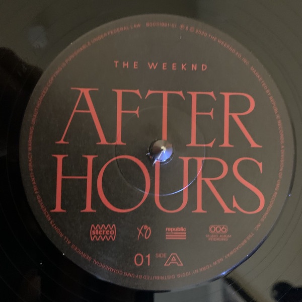The Weeknd After Hours 2LP vinyl