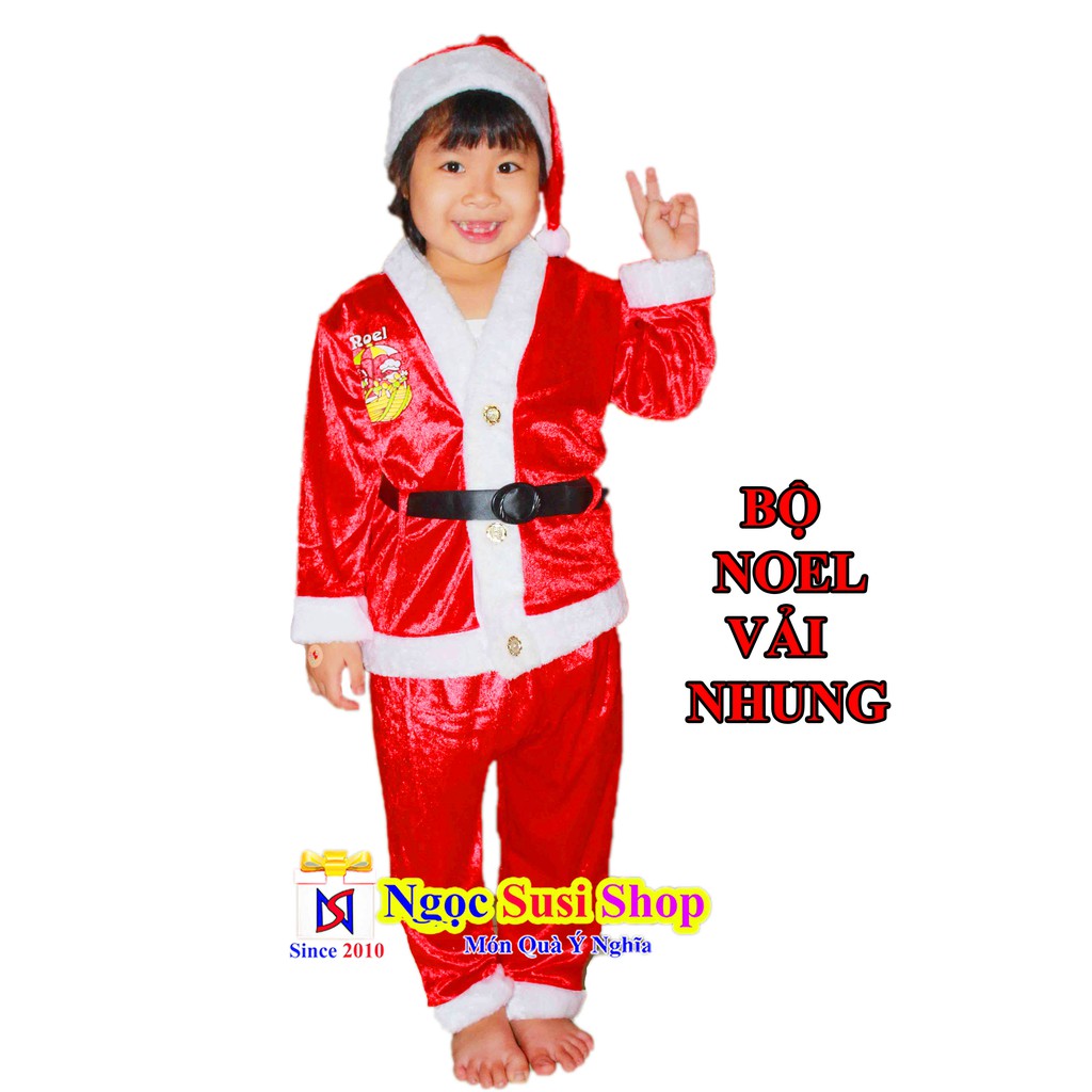 BỘ ĐỒ ÔNG GIÀ NOEL CHO BÉ TỪ 1 - 10 TUỔI - VẢI NHUNG MỊN