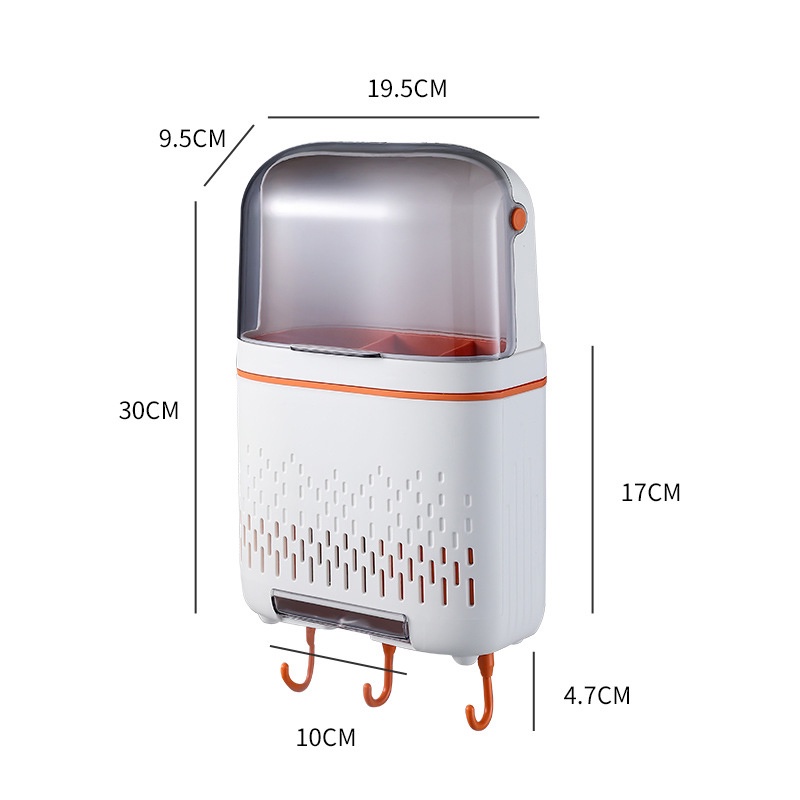 Ống đựng đũa, hộp đựng đũa muỗng cao 30 x dài 19.5 x  rộng 9.5cm có nắp đậy chống bụi,- Elliver