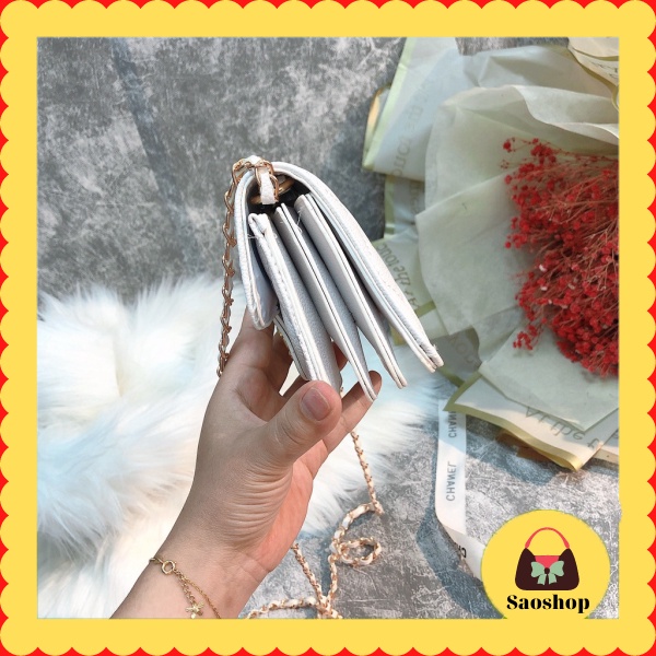 Túi Xách Nữ Đeo Chéo Mini Nhiều Ngăn Chất Da Mềm Trần Trám Size 12x10cm Windy.com saoshop.vn