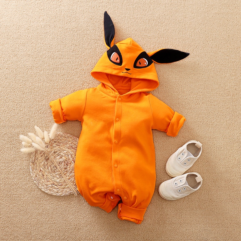 Bộ Áo Liền Quần Dài Tay In Hoạt Hình Naruto Kurama kyuubi Thời Trang Cho Bé Trai Và Gái