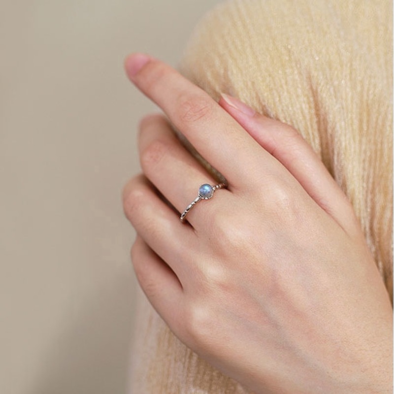 Nhẫn đính đá pha lê màu xanh phong cách sáng tạo cho nữ