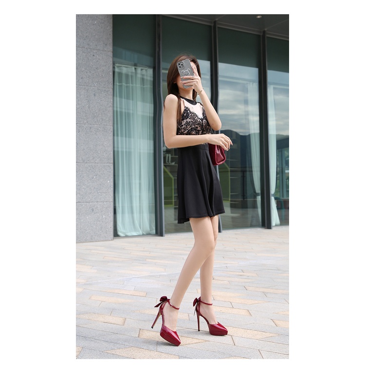 Giày Cao Gót Mũi Nhọn Cài Khóa Thắt Nơ Phong Cách Mới Thời Trang Xuân Hè 2022