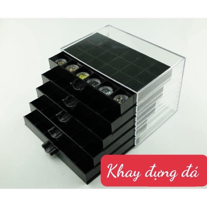 Hộp mica đựng đá charm phụ kiện nail-tủ đựng đồ trang trí ( còn màu trong)