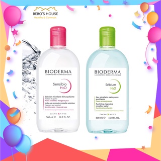 Nước tẩy trang Bioderma hồng xanh 500ml đi Air Pháp nắp thường nắp nhún
