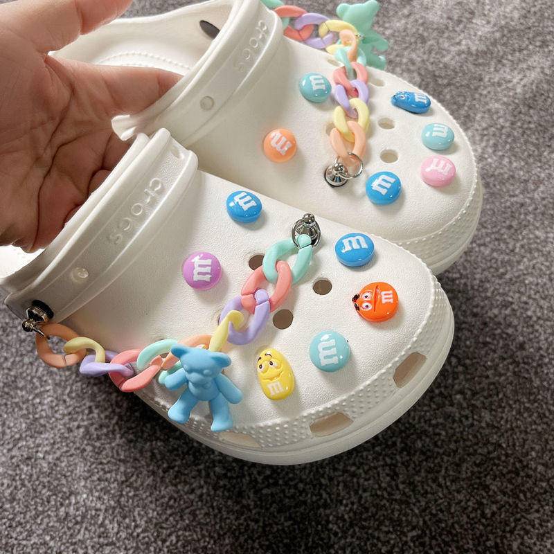 Phụ Kiện Làm Dây Giày CROCS/Giày CROCS Hình Hoa/Gấu Màu Cầu Vồng Dễ Thương DIY