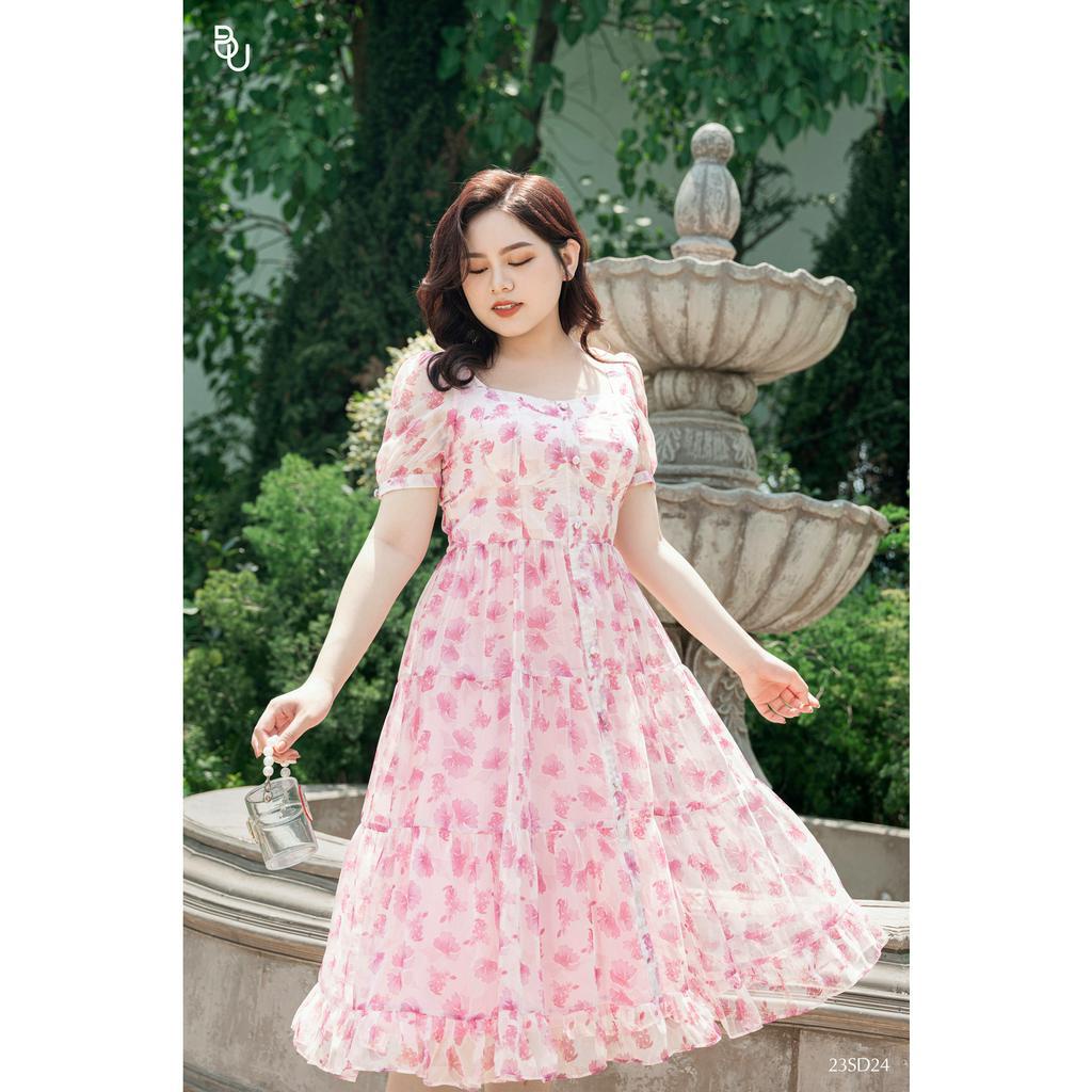 Đầm voan hoa cup ngực dáng dài BIGSIZE  - 23SD24 -
