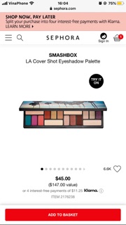 Bảng phấn mắt Smashbox kèm eyeliner fullsize