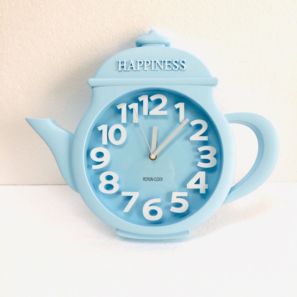Đồng hồ treo tường hình ấm trà xanh da trời 45*38*5cm