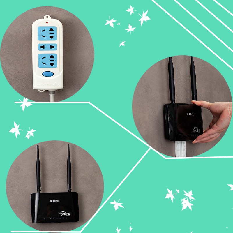 Miếng Dán Tường Treo Ổ Cắm Điện, Modem Wifi/ Giá Đỡ Treo Tường Cố Định Ổ Cắm Điện