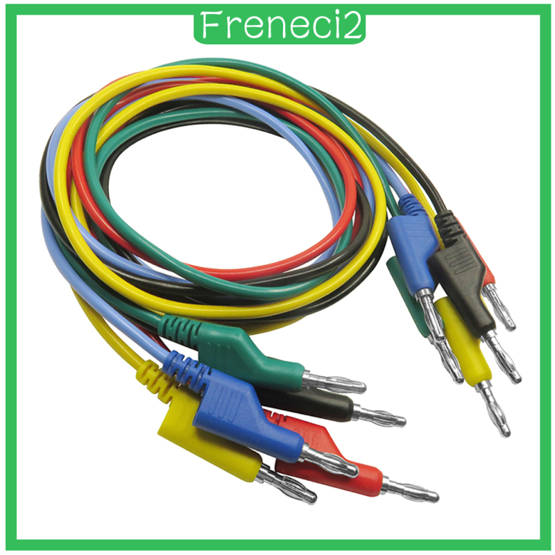 [FRENECI2]Lot 5Pcs Banana Plug 4mm Stackable Test Leads Cable, 5 Colors, 120cm Length