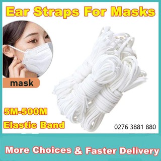 Dây đeo khẩu trang, Dây chun quần/ quai đeo khẩu trang, màu trắng dài 5 mét